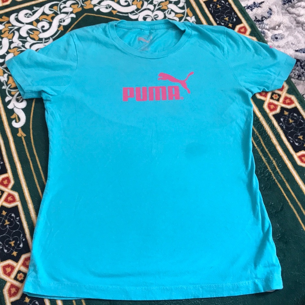 Puma Blue T-Shirt with Pink Logo